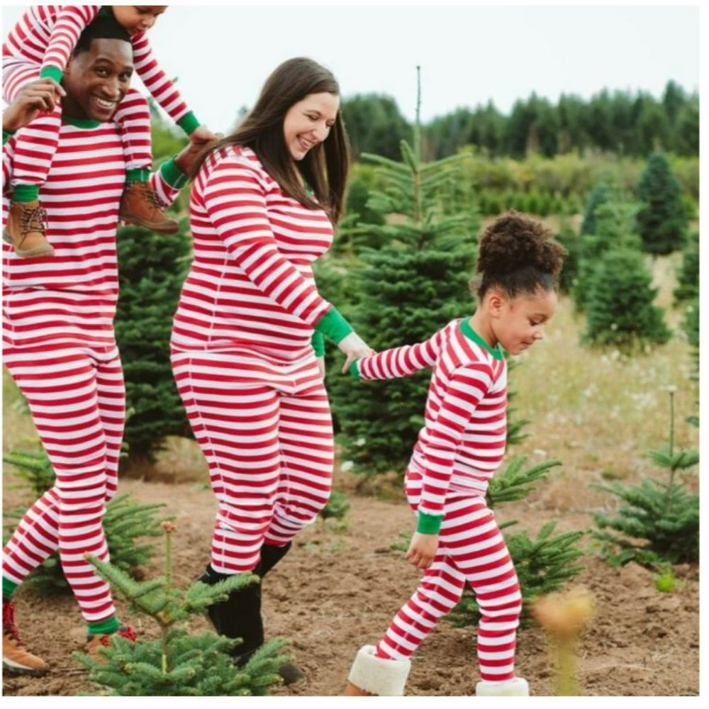 Adult Unisex Striped Pajama Top Shirt Christmas Family Matching Holiday Large